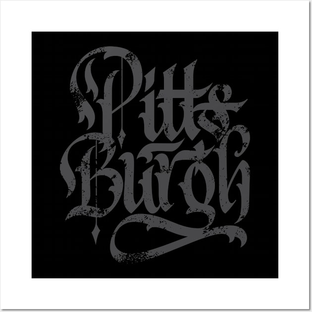 Pittsburgh Grunge Calligraphy Fan Art Design Wall Art by polliadesign